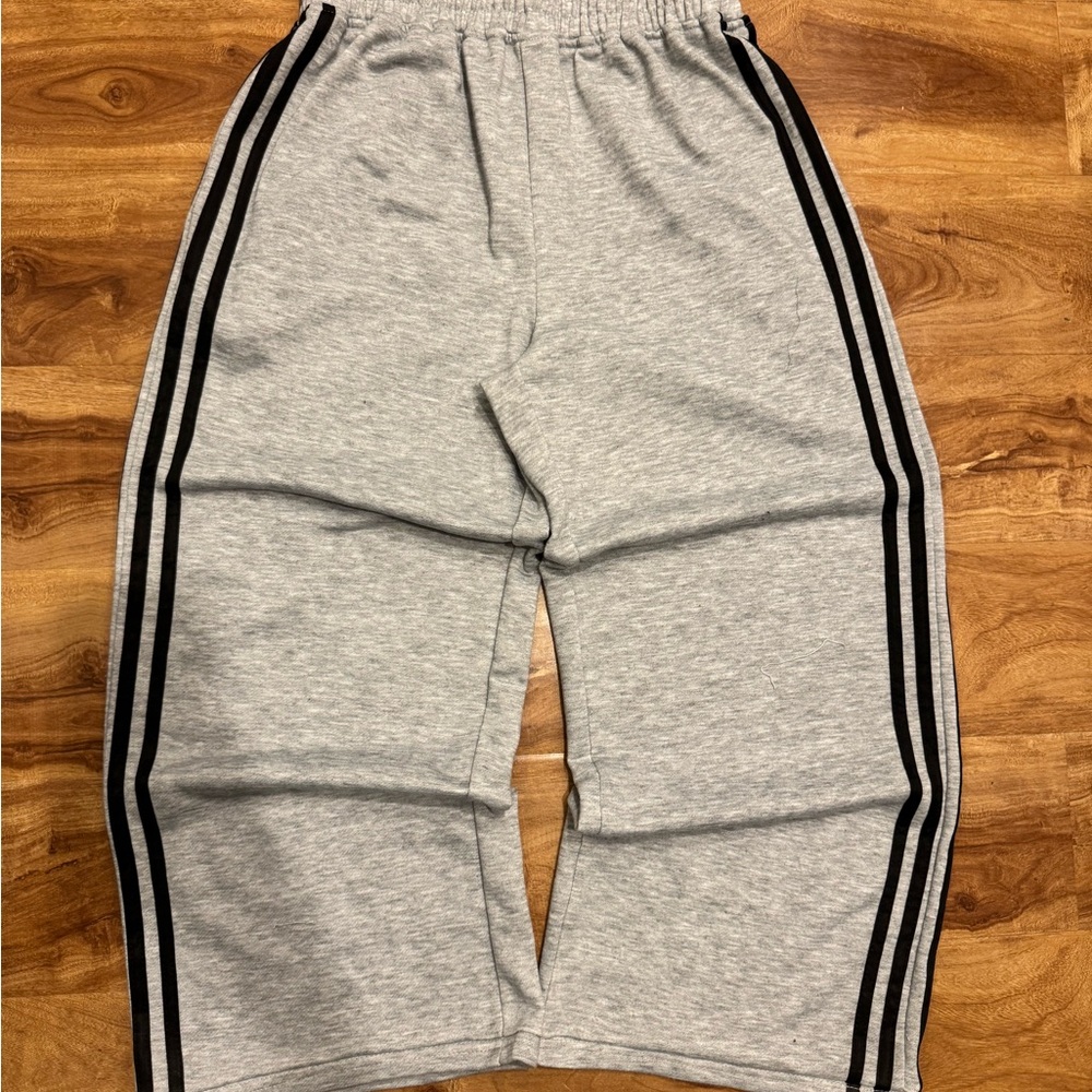 Gray baggy double waisted sweatpants